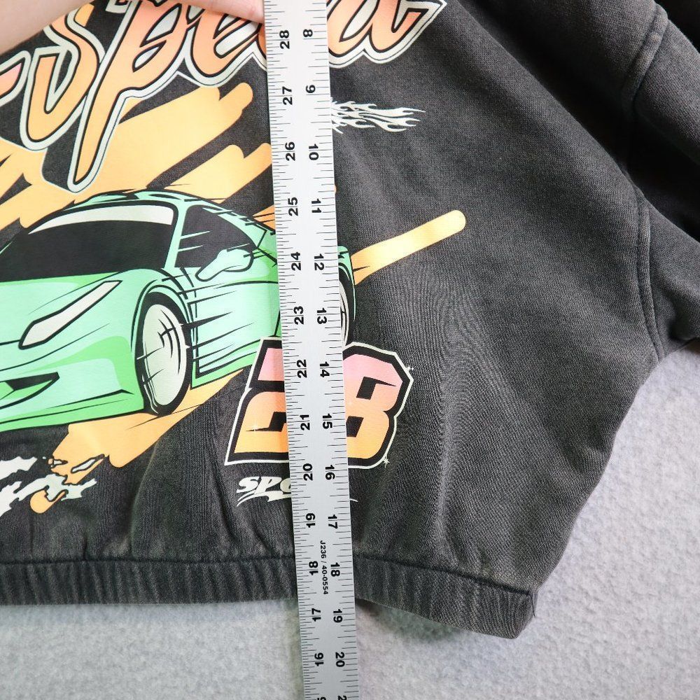 Divided HM Sweatshirt Womens Large Gray Cropped 80s Retro Car Racing Hi Speed - Picture 9 of 14
